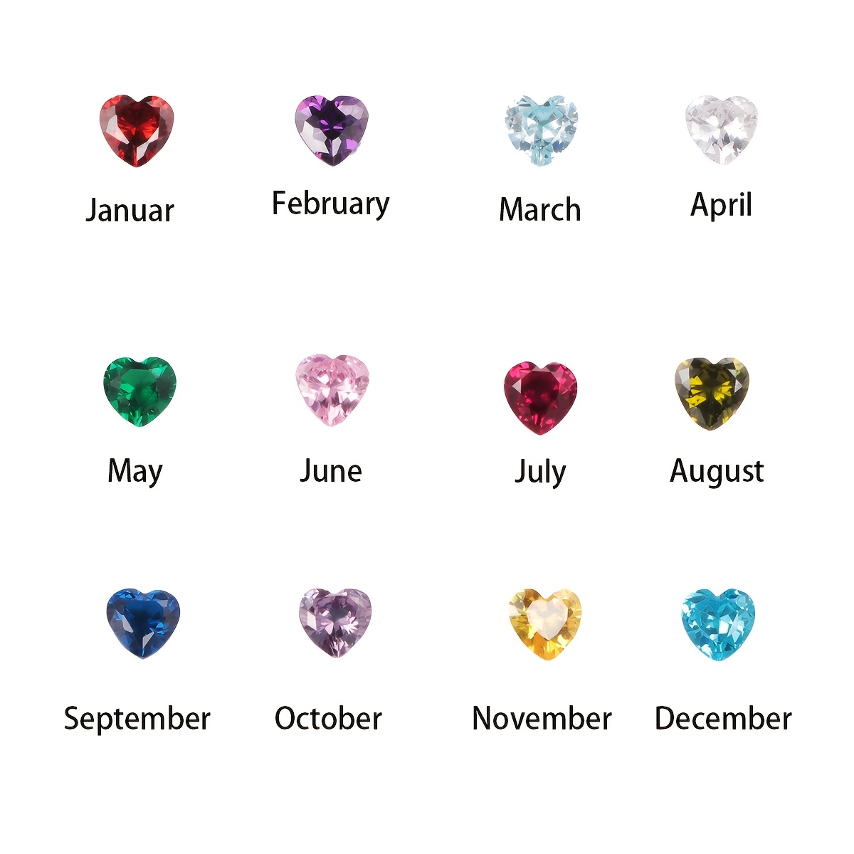 Personalized Heart-Shaped Necklace with Birthstones — Custom Gift